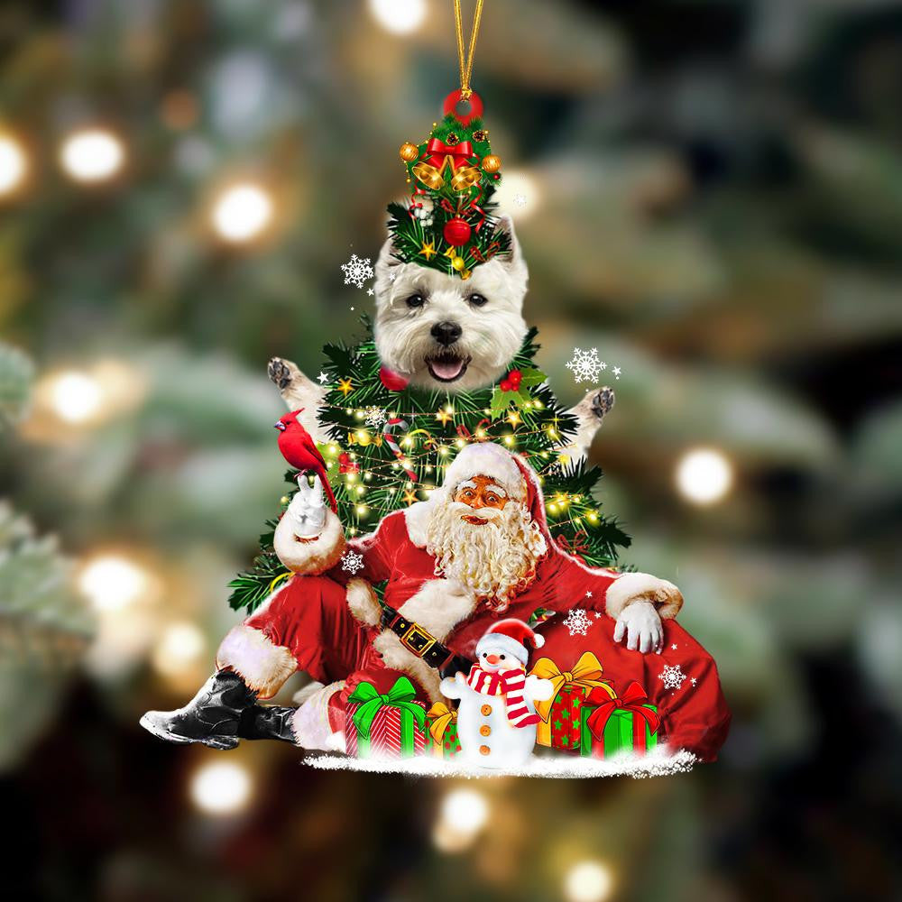 West Highland White Terrier Santa Ornament: Acrylic Ornament For Dog Lovers. Perfect Gift For Christmas Tree. Suitable For Any Occasion.