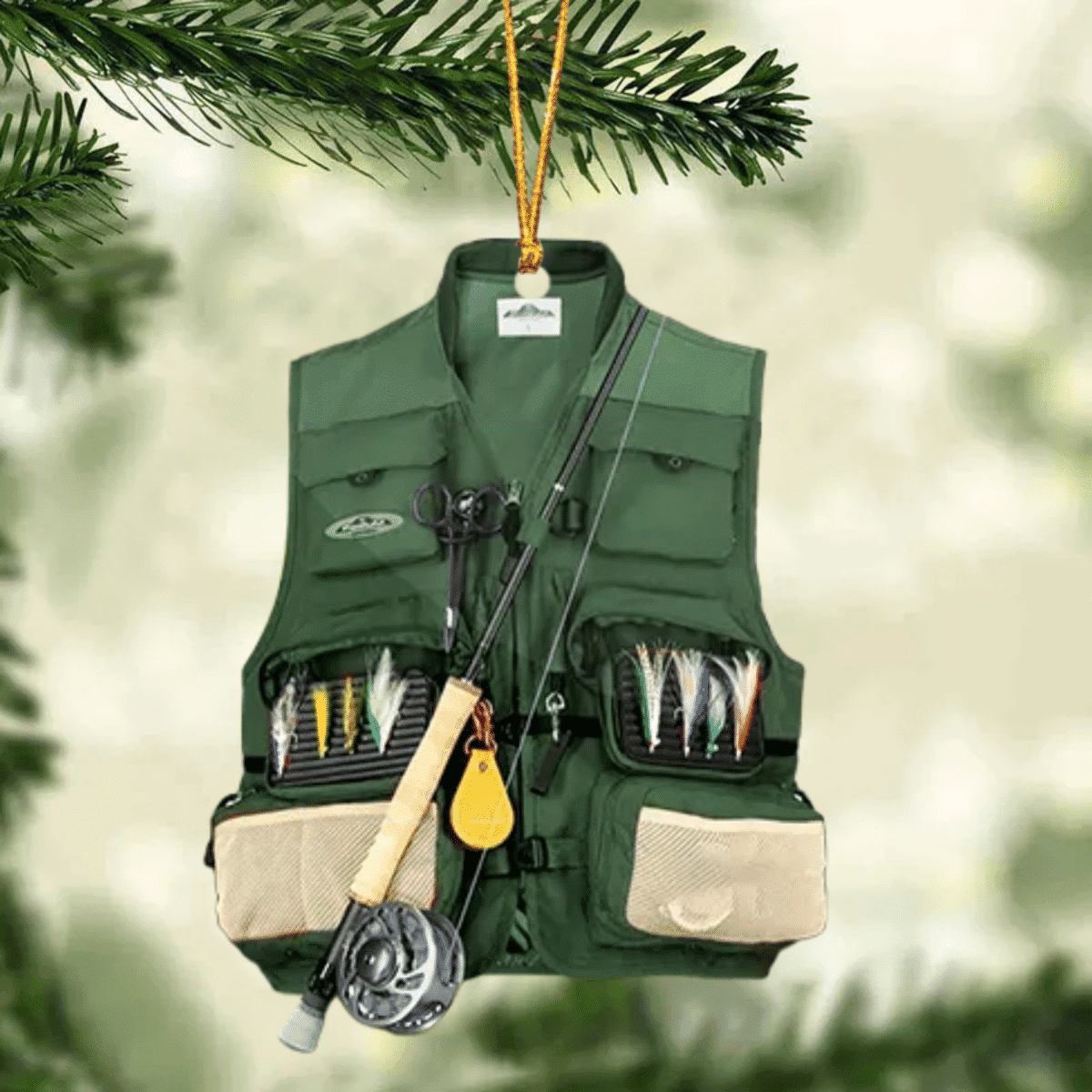 Fishing Lovers Christmas Ornament - Personalized Fishing Vest With Christmas Light! Perfect Gift For Dad, Niche Fishing Product! Suitable For All Occasions!