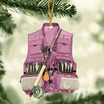 Fishing Lovers Christmas Ornament - Personalized Fishing Vest With Christmas Light! Perfect Gift For Dad, Niche Fishing Product! Suitable For All Occasions!