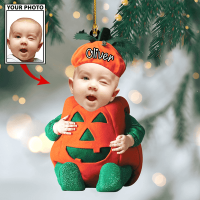 Custom Baby Pumpkin Photo For Christmas Ornament
