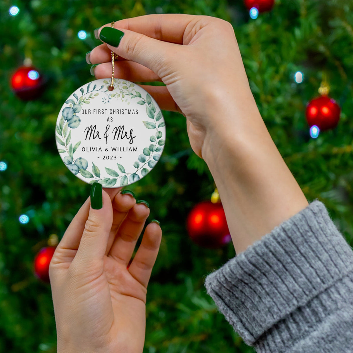 Personalized Mr And Mrs Ornament - First Christmas Married Ornament - Our First Christmas Married As Mr And Mrs Ornament - Wedding Gift