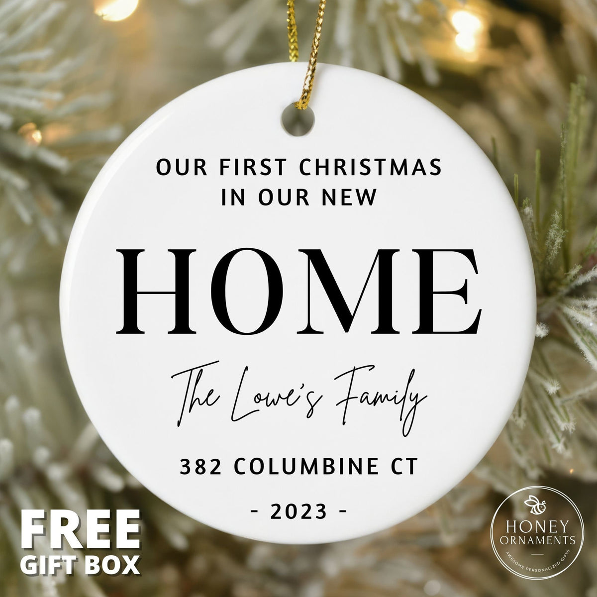 New Home Christmas Ornament - Personalized New Home Ornament - New Home Keepsake - New Address Ornament - Wreath New House Ornament Gift
