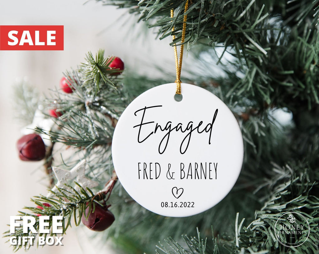 Engaged Christmas Ornament, Personalized Newly Engaged Couple Ornament, Engagement Christmas Gift For Her, Wedding Gift, Engaged Ornament