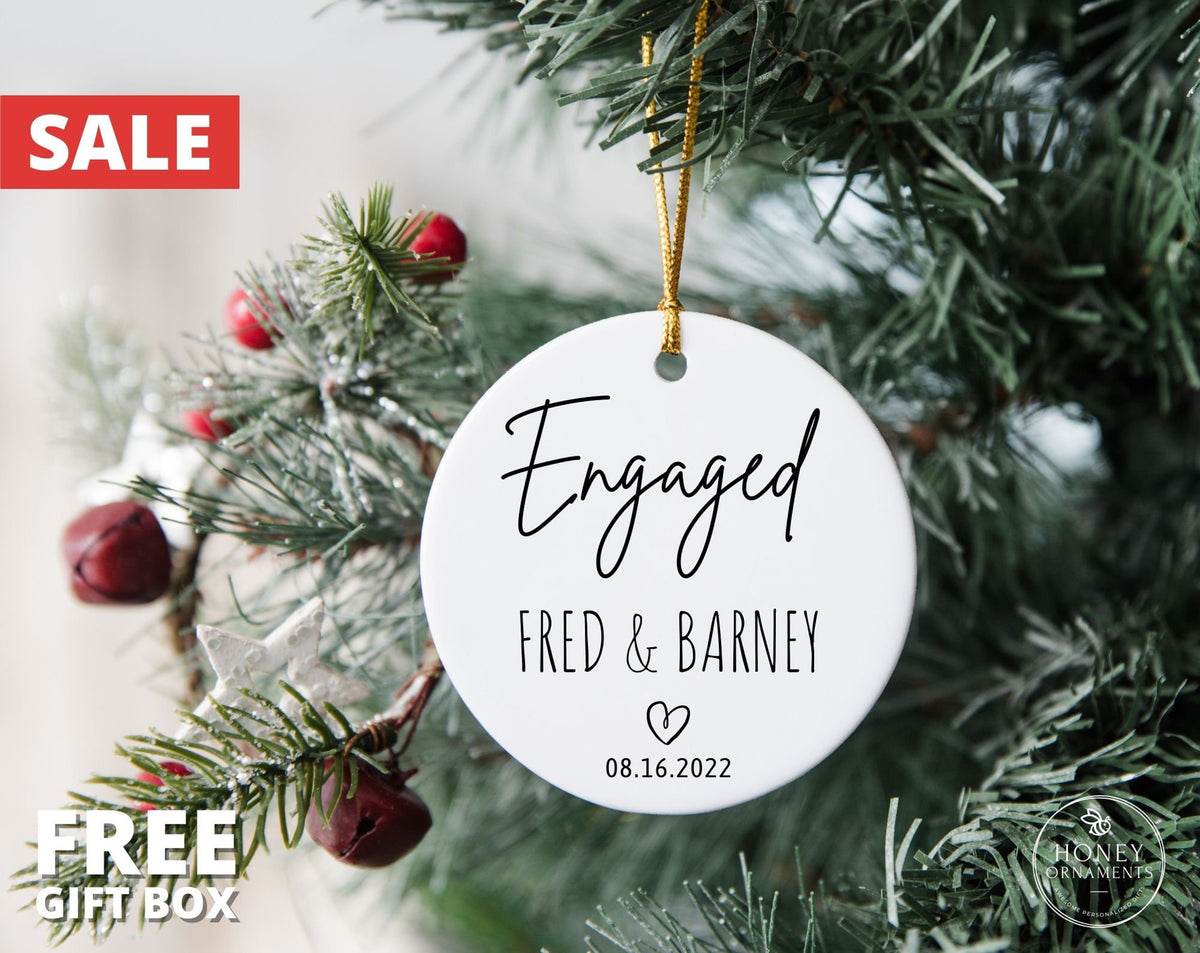 Engaged Christmas Ornament, Personalized Newly Engaged Couple Ornament, Engagement Christmas Gift For Her, Wedding Gift, Engaged Ornament
