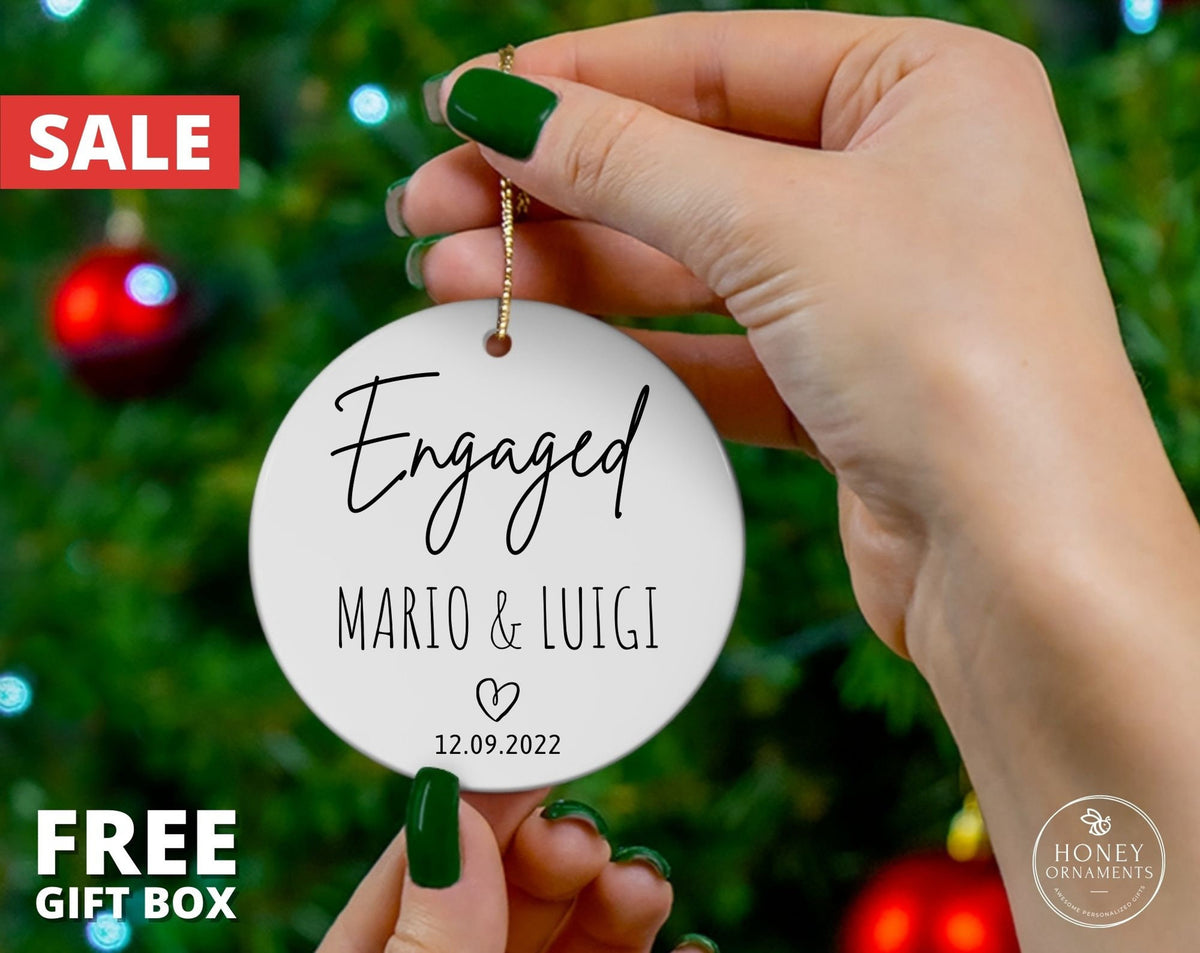 Engaged Christmas Ornament, Personalized Newly Engaged Couple Ornament, Engagement Christmas Gift For Her, Wedding Gift, Engaged Ornament
