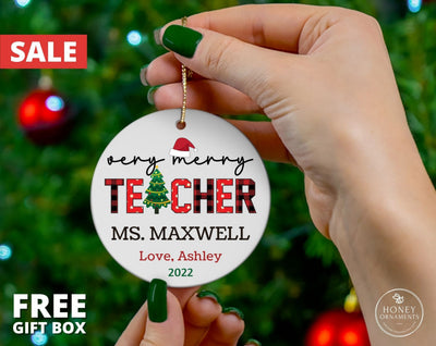 Very Merry Teacher Christmas Ornament, Teacher's Appreciation Gift, Personalized End Of Year Teachers Gift, Thank You School Teacher Gift