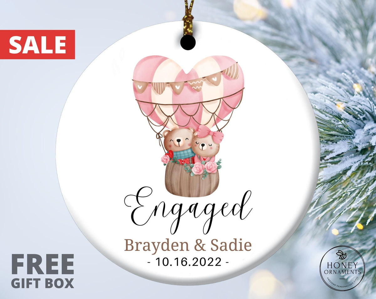 Engagement Ornament, First Christmas Engaged, Personalized Gift For Bride, Engagement Gift Box, Newly Engaged Gift For Her, Bride To Be Gift