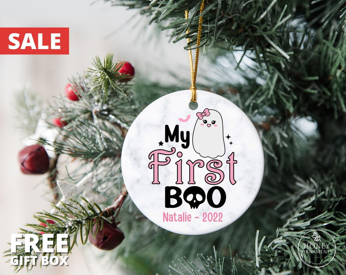 My First Halloween Gift, Personalized Baby's First Halloween Ornament, My First Boo Halloween Gift, Newborn Baby Girl Gift, My 1st Halloween