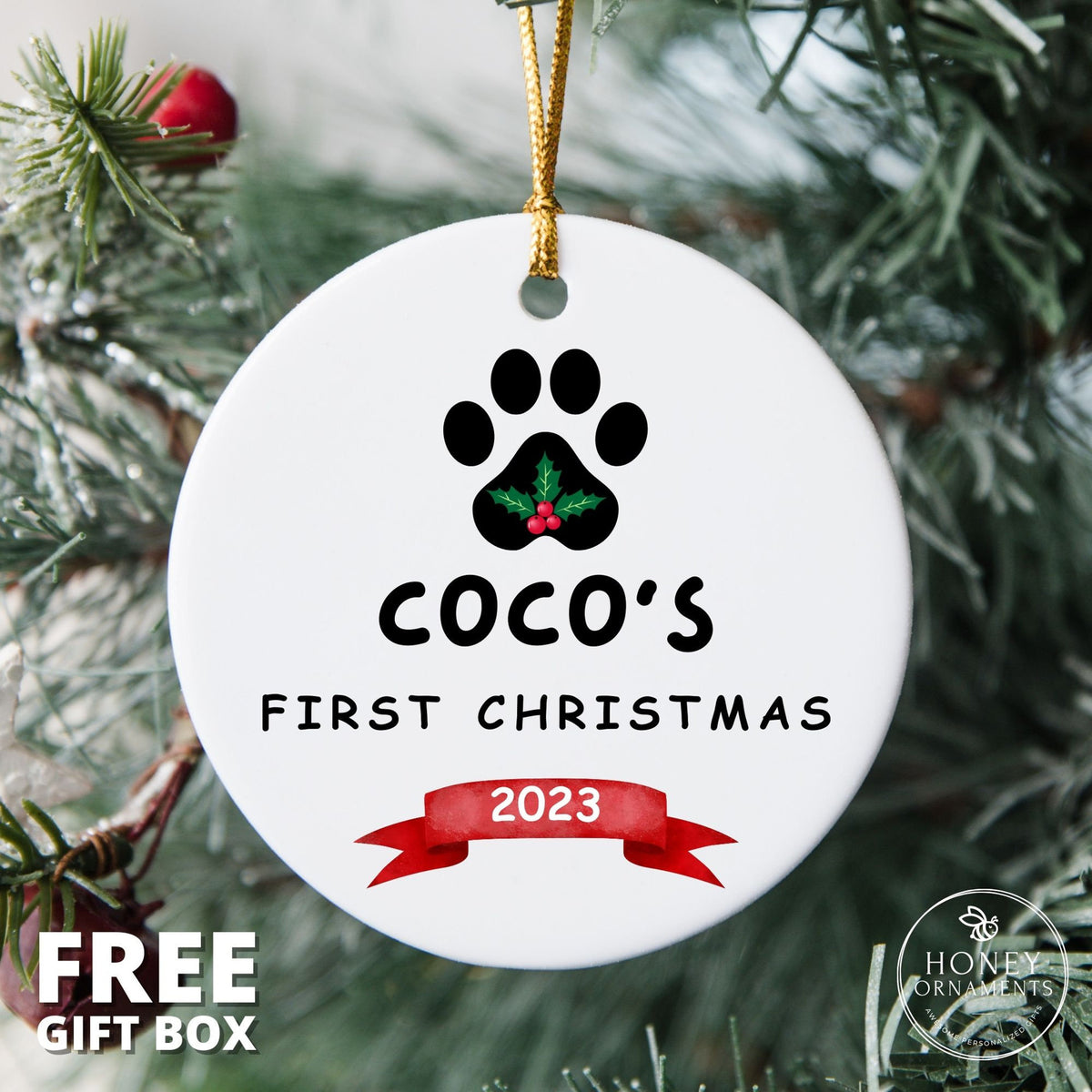 Dogs First Christmas Ornament, Dog 1st Christmas, Dog's First Christmas, First Christmas In My Forever Home, Rescued Puppy, Dog Adoption