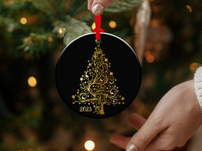 2023 Christmas Tree Ornament, Christmas Decoration, Holiday Gift Idea, Heirloom Keepsake, Round Ceramic, Bauble Present