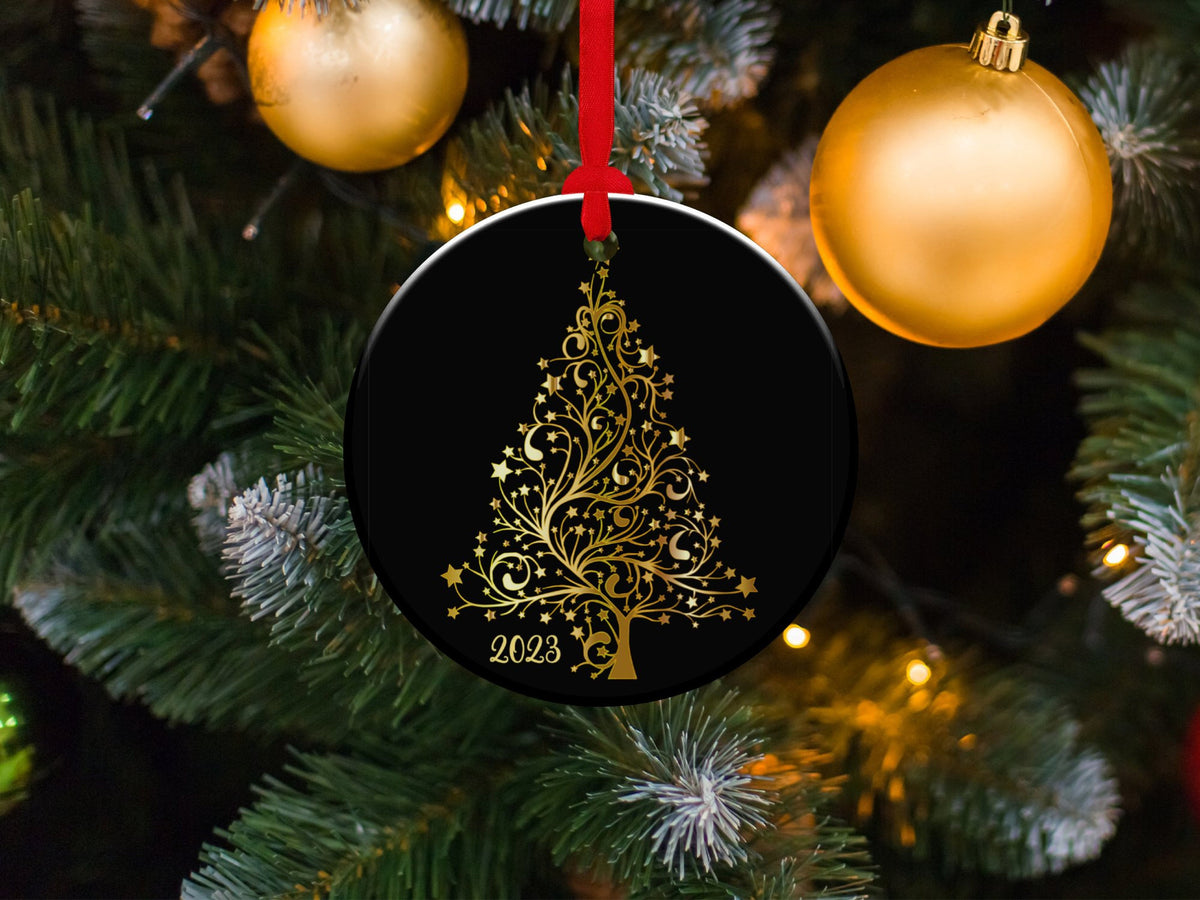 2023 Christmas Tree Ornament, Christmas Decoration, Holiday Gift Idea, Heirloom Keepsake, Round Ceramic, Bauble Present