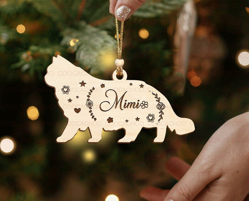 Custom Cat Christmas Ornament| Wooden Pet Memorial Ornament| Pet Memorial Gift| Christmas Decor| Gift For Cat Lovers