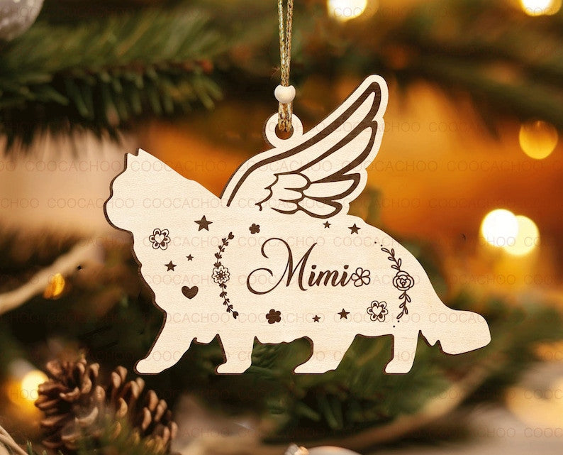 Custom Cat Christmas Ornament| Wooden Pet Memorial Ornament| Pet Memorial Gift| Christmas Decor| Gift For Cat Lovers