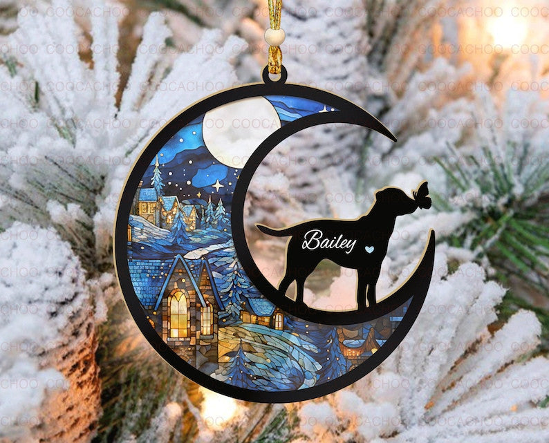 Loss Of Pet Sympathy Ornament 2023| Pet Memorial Suncatcher| Custom Dog Breed Memorial Ornament| Christmas Gift For Dog Lovers