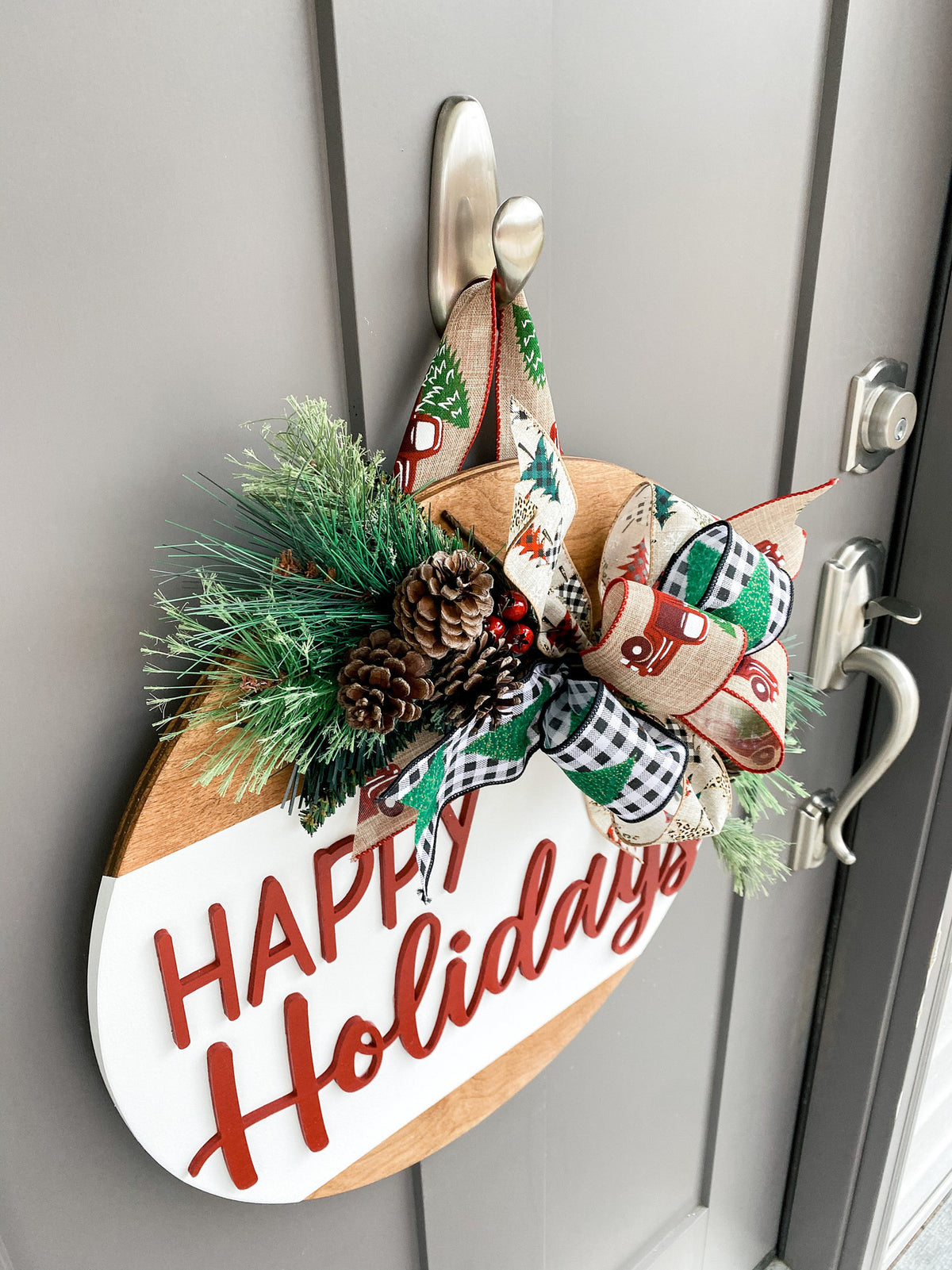 3D | Happy Holidays | Front Door Decor | Christmas Wreath | Christmas Decor | Door Hanger | Door Wreath | Housewarming | Home Decor