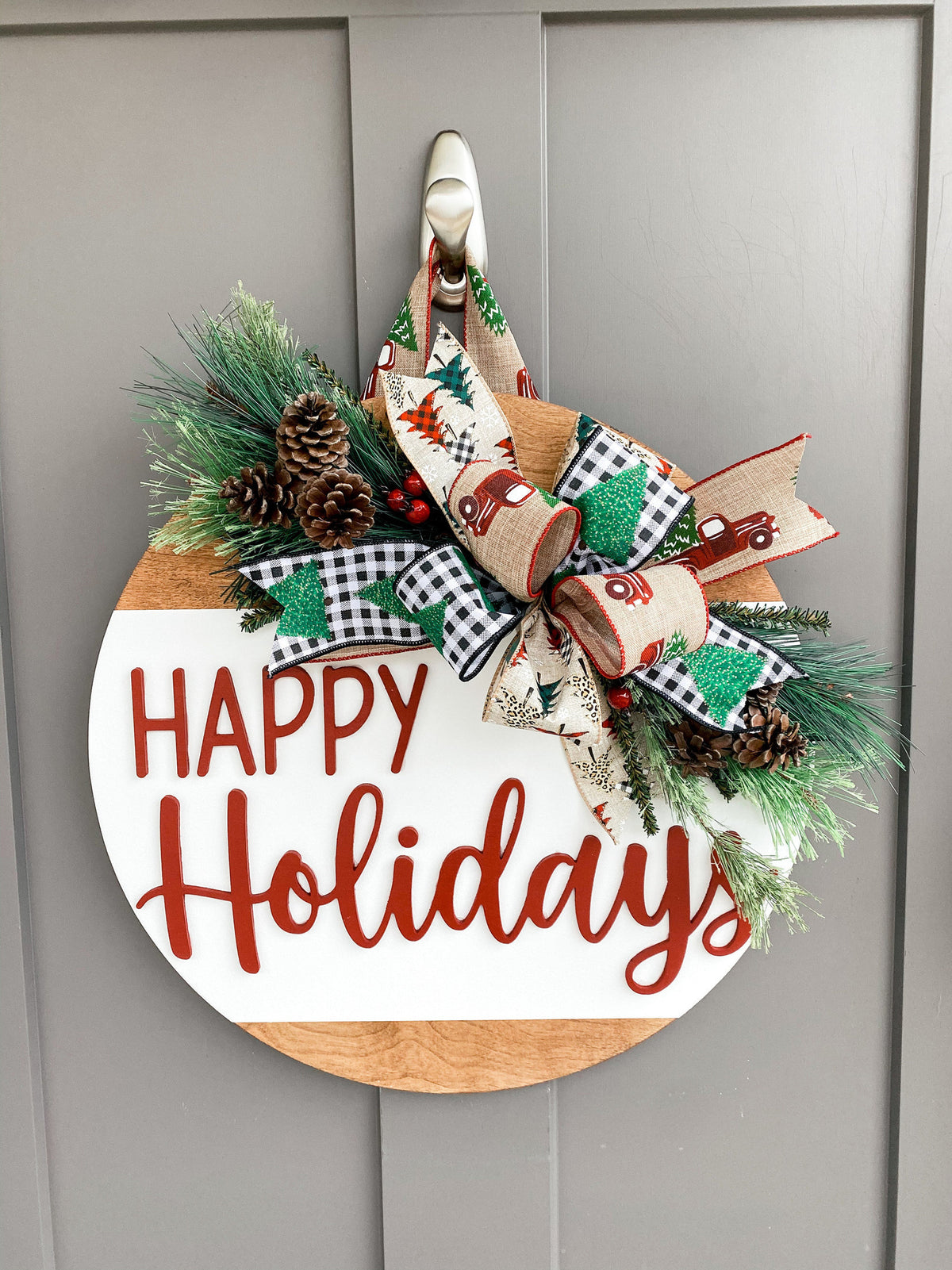 3D | Happy Holidays | Front Door Decor | Christmas Wreath | Christmas Decor | Door Hanger | Door Wreath | Housewarming | Home Decor