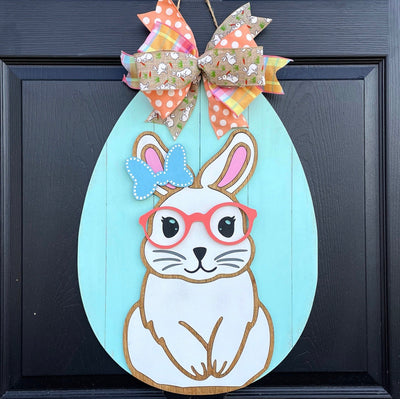 Easter Bunny Door Hanger, Easter Egg Spring Decor, Bunny Wreath