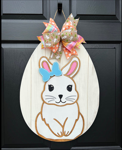 Easter Bunny Door Hanger, Easter Egg Spring Decor, Bunny Wreath