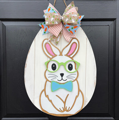 Easter Bunny Door Hanger, Easter Egg Spring Decor, Bunny Wreath