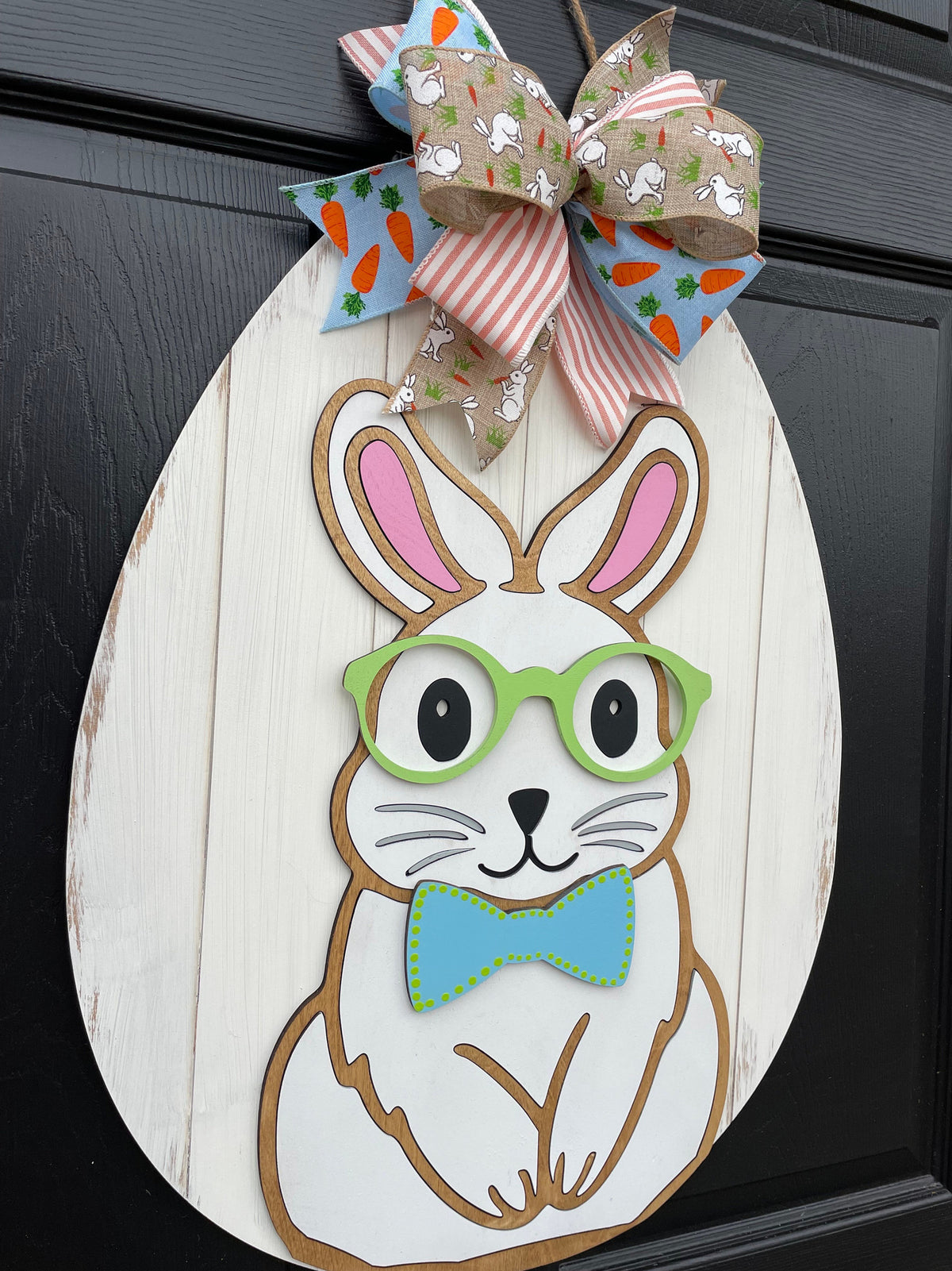 Easter Bunny Door Hanger, Easter Egg Spring Decor, Bunny Wreath