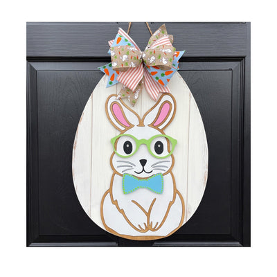 Easter Bunny Door Hanger, Easter Egg Spring Decor, Bunny Wreath