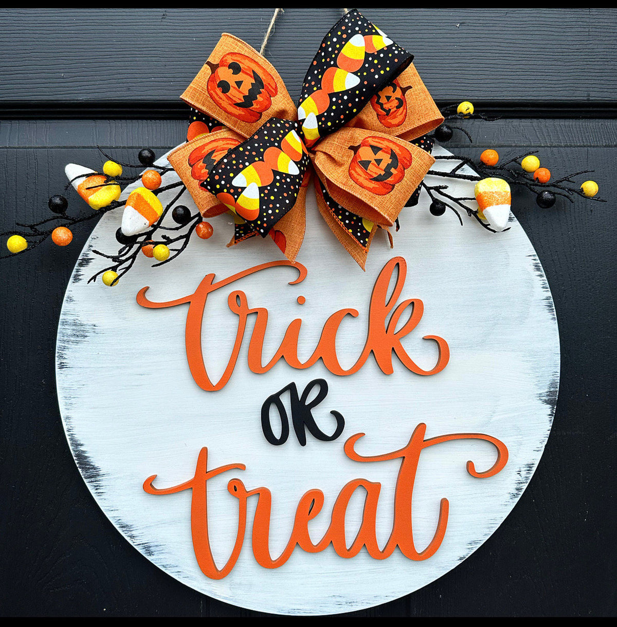 Halloween Door Hanger, Trick or Treat, Candy Corn