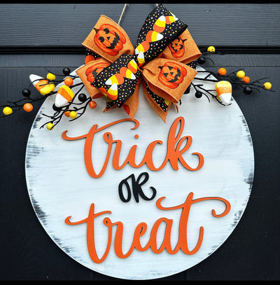 Halloween Door Hanger, Trick or Treat, Candy Corn