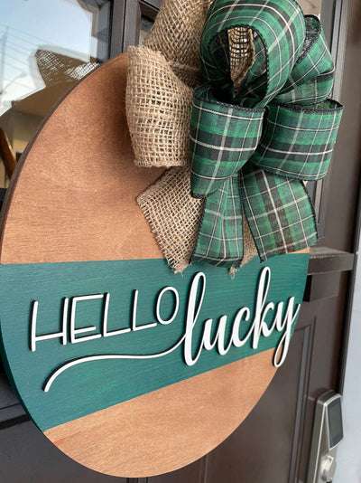 St. Patrick's Day Door Hanger | Hello Lucky Door Hanger | 3D letters Holiday Wreath | 3-D Round Welcome Sign | Welcome Door Hanger |