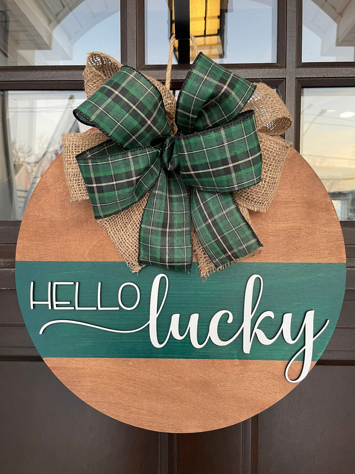St. Patrick's Day Door Hanger | Hello Lucky Door Hanger | 3D letters Holiday Wreath | 3-D Round Welcome Sign | Welcome Door Hanger |