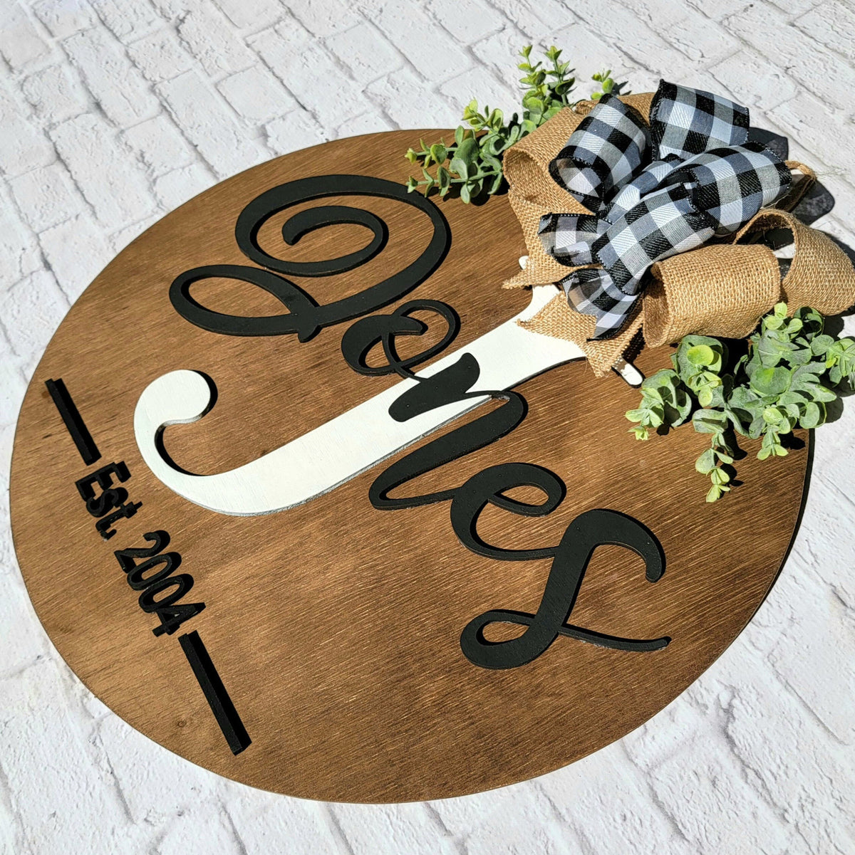 Large Front Door Decor - Wood Raised Letters - Family Last Name and Initial Door Hanger - Custom Door Hanger - Year Round Wood Wreath