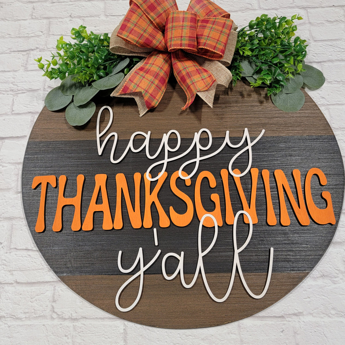 Thanksgiving Door Hanger - Happy Thanksgiving Door Sign - Wood Raised Letters - Fall Front Door Decor - Fall Wreath