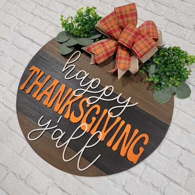 Thanksgiving Door Hanger - Happy Thanksgiving Door Sign - Wood Raised Letters - Fall Front Door Decor - Fall Wreath