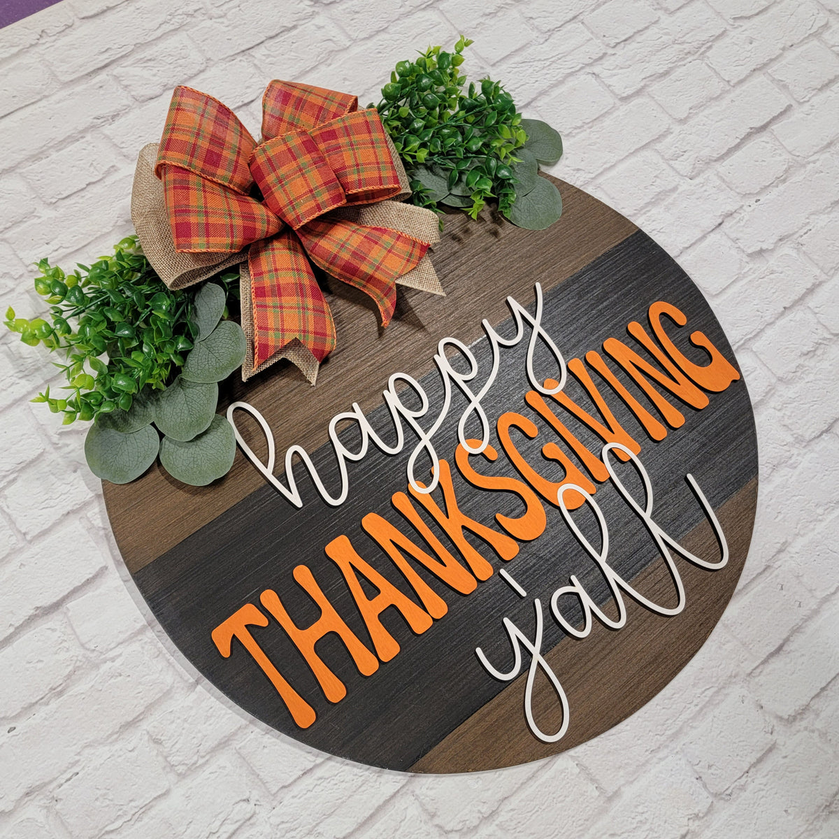 Thanksgiving Door Hanger - Happy Thanksgiving Door Sign - Wood Raised Letters - Fall Front Door Decor - Fall Wreath