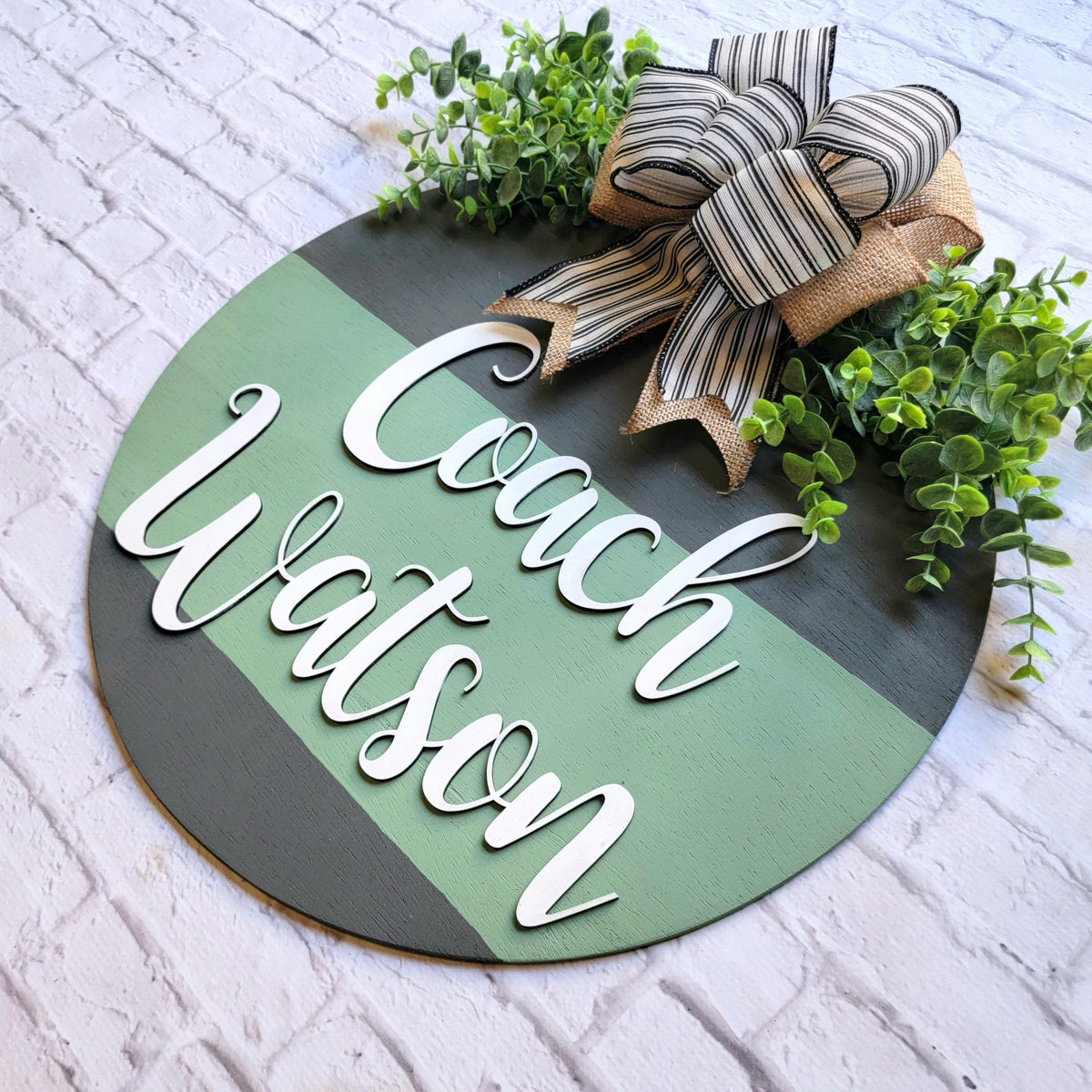 Large Teacher Door Sign - Classroom Door Hanger - Coach Door Sign - Teacher Name Sign - Male Teacher Door Hanger - Year Round Wood Wreath