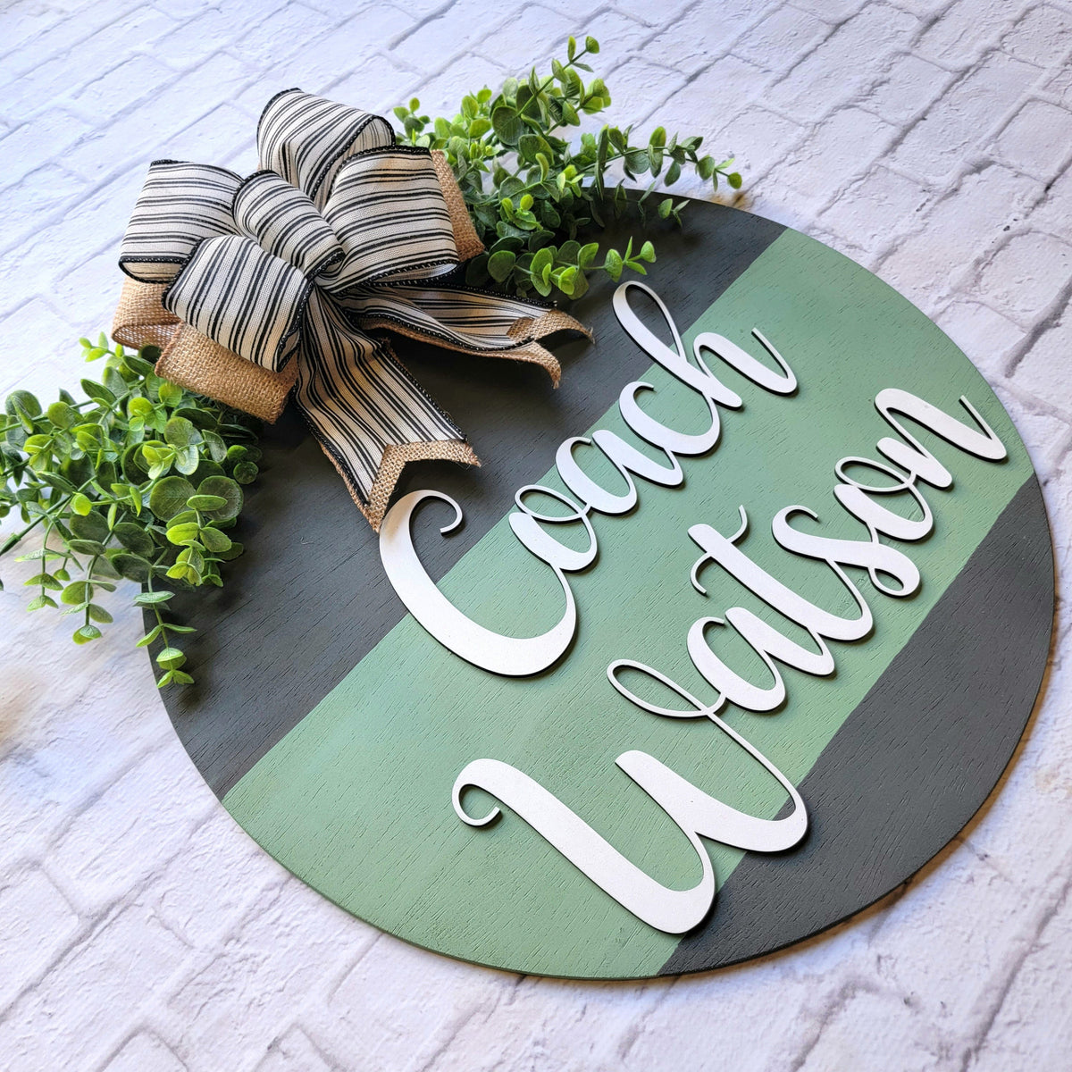 Large Teacher Door Sign - Classroom Door Hanger - Coach Door Sign - Teacher Name Sign - Male Teacher Door Hanger - Year Round Wood Wreath