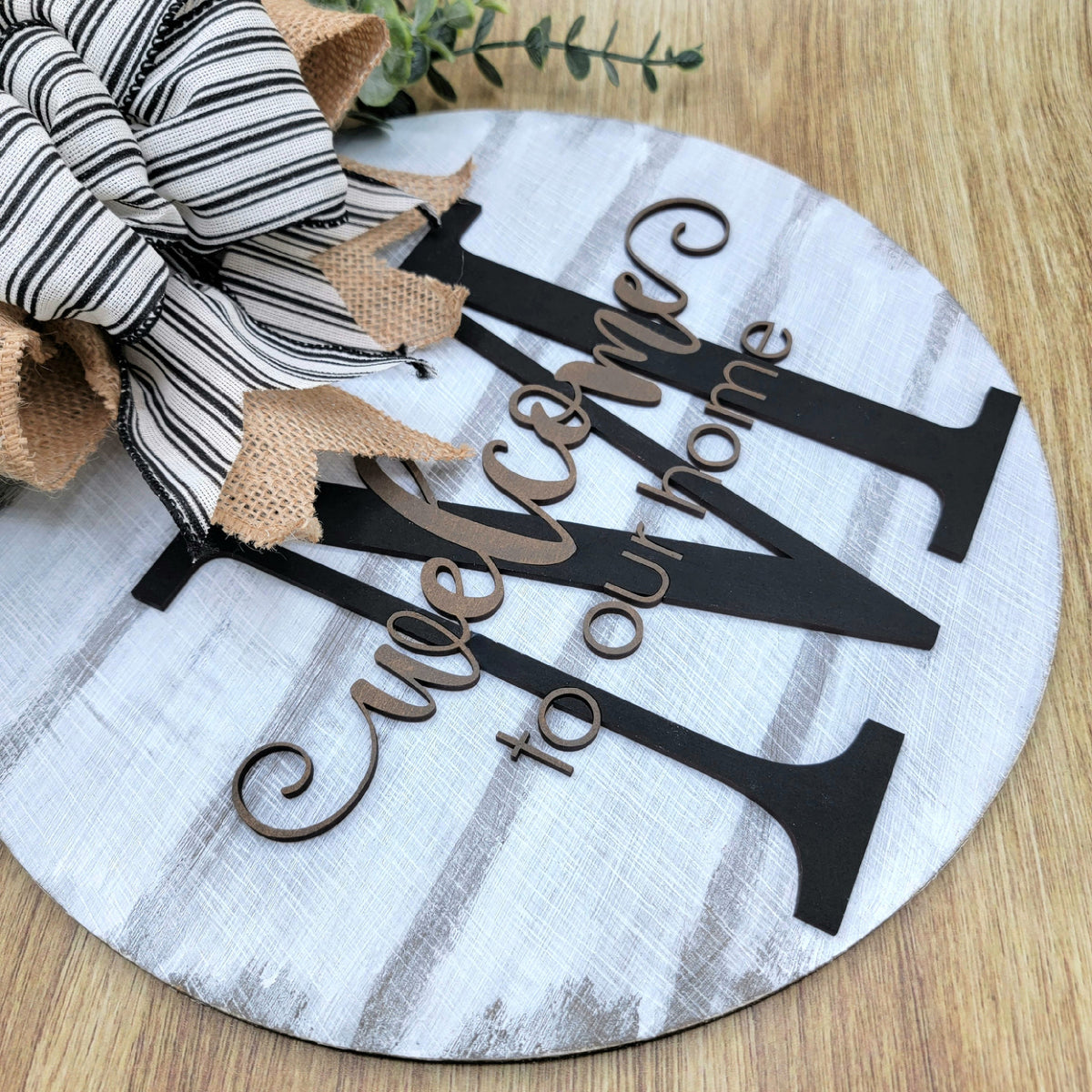 Front Door Hanger - Wood Raised Letter - Welcome Sign - Family Last Name - Initial Door Hanger - Custom Door Hanger - Year Round Wood Wreath
