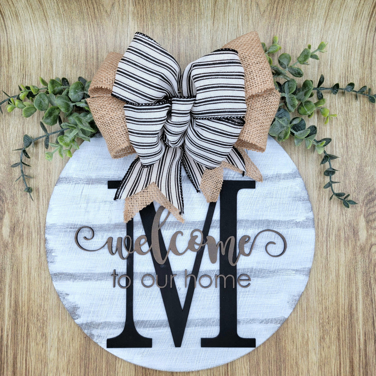 Front Door Hanger - Wood Raised Letter - Welcome Sign - Family Last Name - Initial Door Hanger - Custom Door Hanger - Year Round Wood Wreath