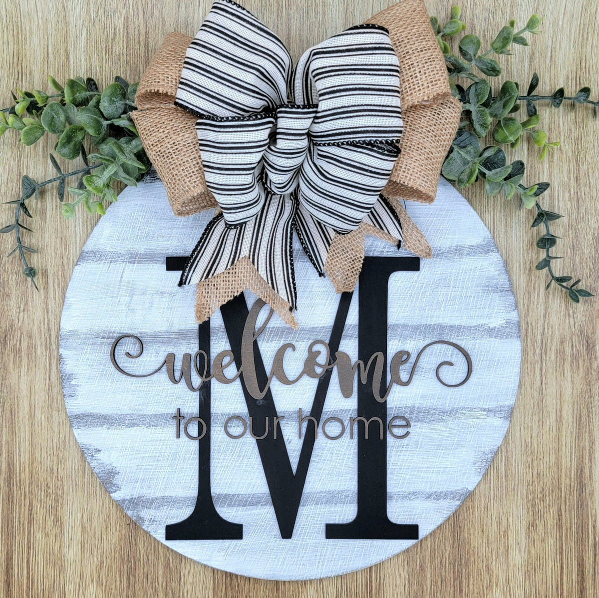 Front Door Hanger - Wood Raised Letter - Welcome Sign - Family Last Name - Initial Door Hanger - Custom Door Hanger - Year Round Wood Wreath
