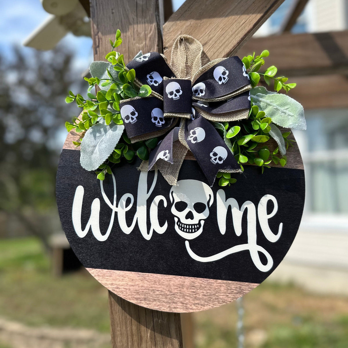 Skull Halloween Welcome Sign Murder Summer Wall Decor