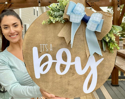It's A Boy | Door Hanger | Baby Shower Gift | welcoming Sign | Front Door Decor