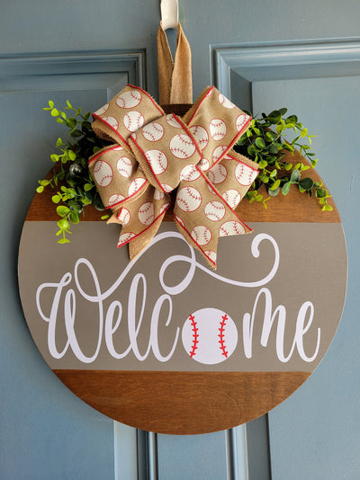 Baseball Welcome Front Door Wood Sign Welcome Home Decor