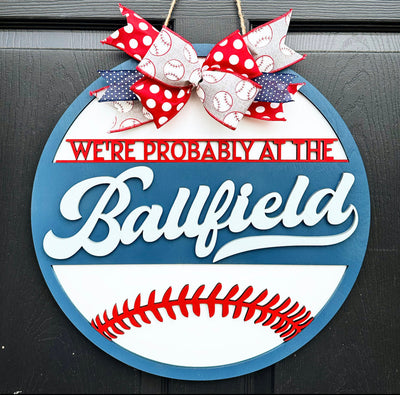 Baseball Door Hanger, Ballfield Sign for Front Door