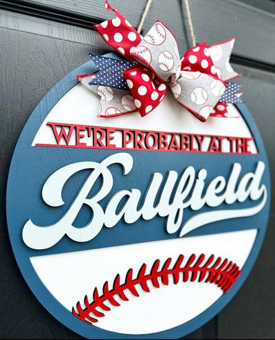Baseball Door Hanger, Ballfield Sign for Front Door