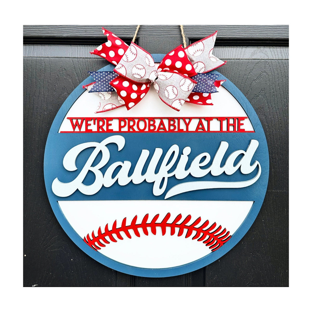 Baseball Door Hanger, Ballfield Sign for Front Door