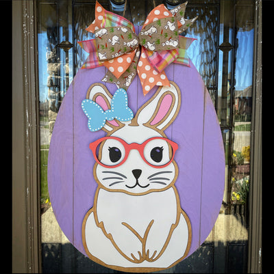 Easter Bunny Door Hanger, Easter Egg Spring Decor, Bunny Wreath