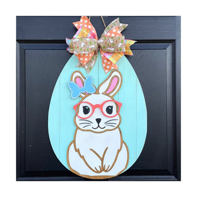 Easter Bunny Door Hanger, Easter Egg Spring Decor, Bunny Wreath