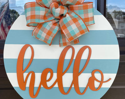 Fall decor, hello door wreath, Fall door hanger, Autumn wreath, Thanksgiving decor, 3D letters, Round Welcome Sign, Welcome Door Hanger