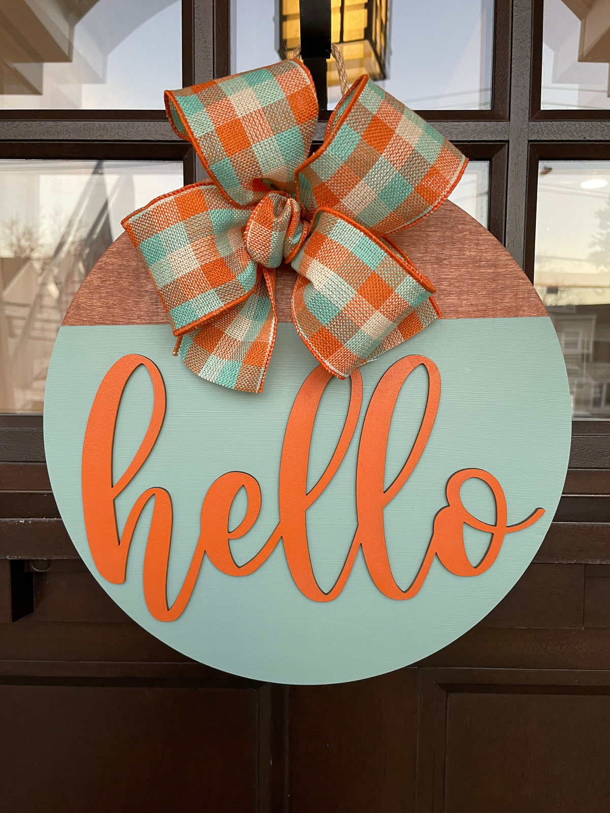 Fall decor, hello door wreath, Fall door hanger, Autumn wreath, Thanksgiving decor, 3D letters, Round Welcome Sign, Welcome Door Hanger