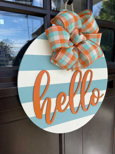 Fall decor, hello door wreath, Fall door hanger, Autumn wreath, Thanksgiving decor, 3D letters, Round Welcome Sign, Welcome Door Hanger