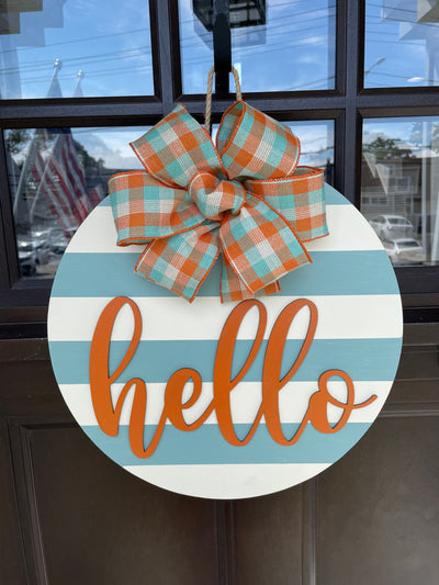 Fall decor, hello door wreath, Fall door hanger, Autumn wreath, Thanksgiving decor, 3D letters, Round Welcome Sign, Welcome Door Hanger